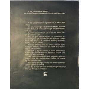 AT&T "At 100,000 Miles per Second the shortest distance is a Zig-Zag" Ad 1971